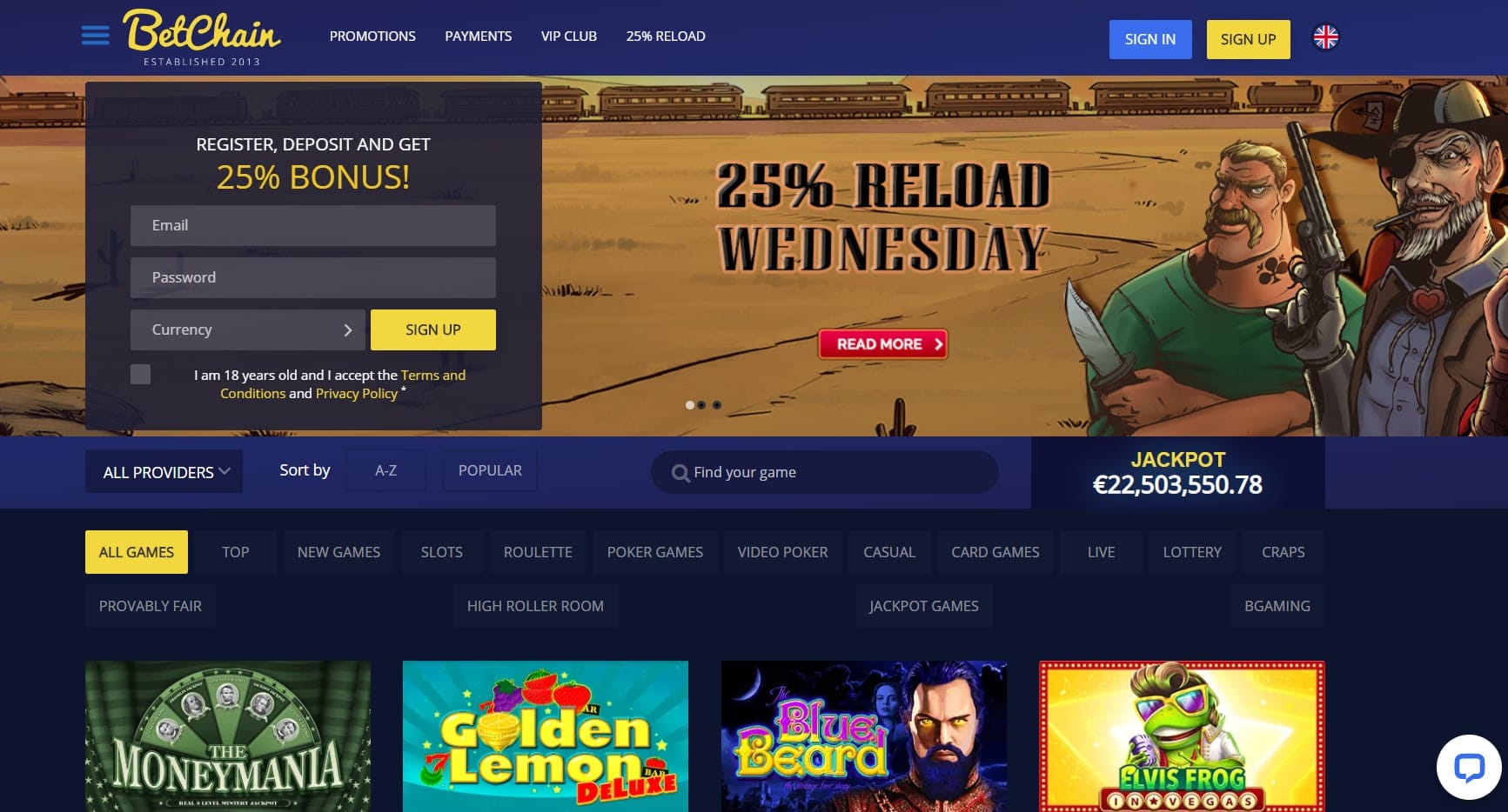 Betchain 25 Free Spins