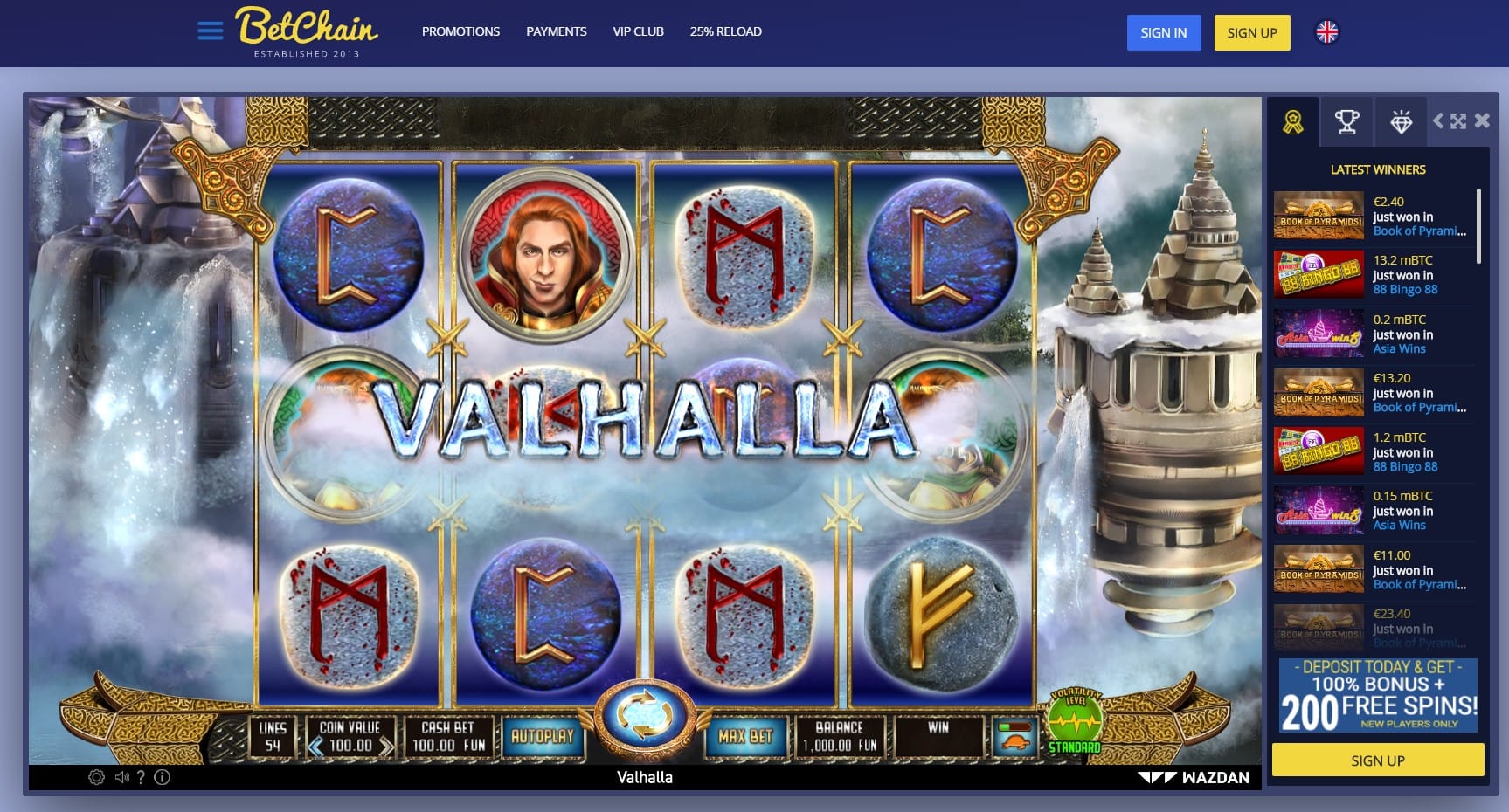 betchain Valhalla slot