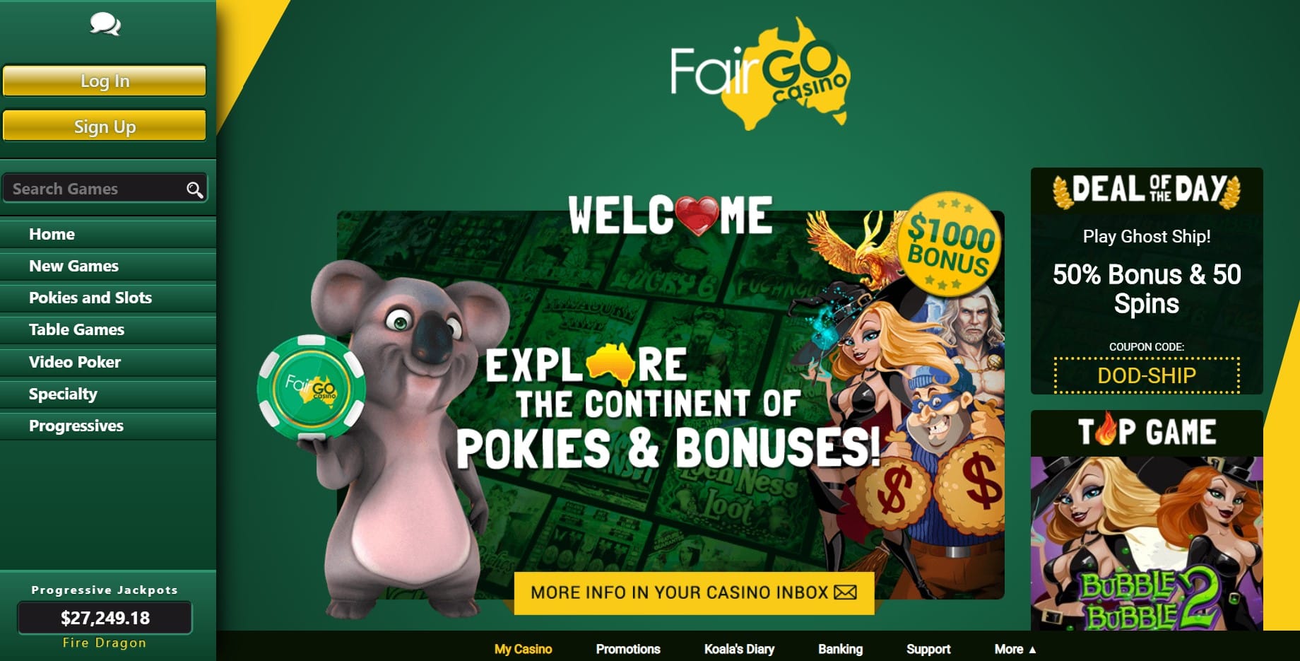 Fair Go Casino Homepage