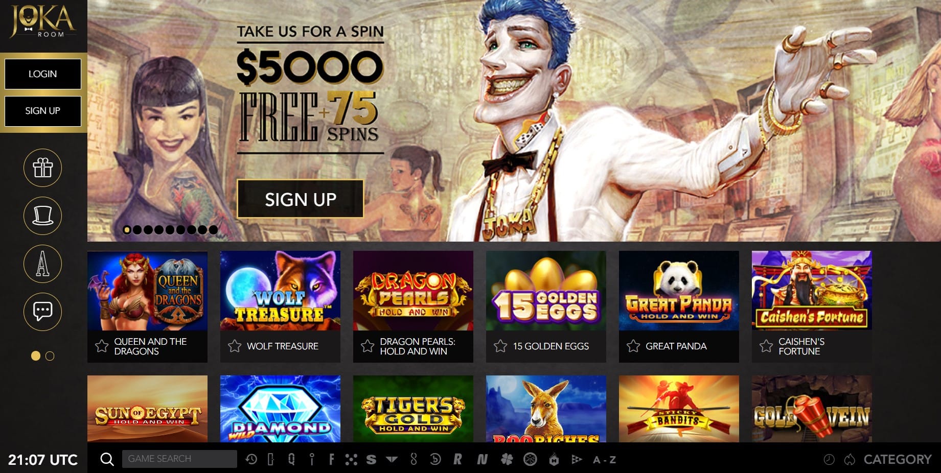 jokaroom casino homepage