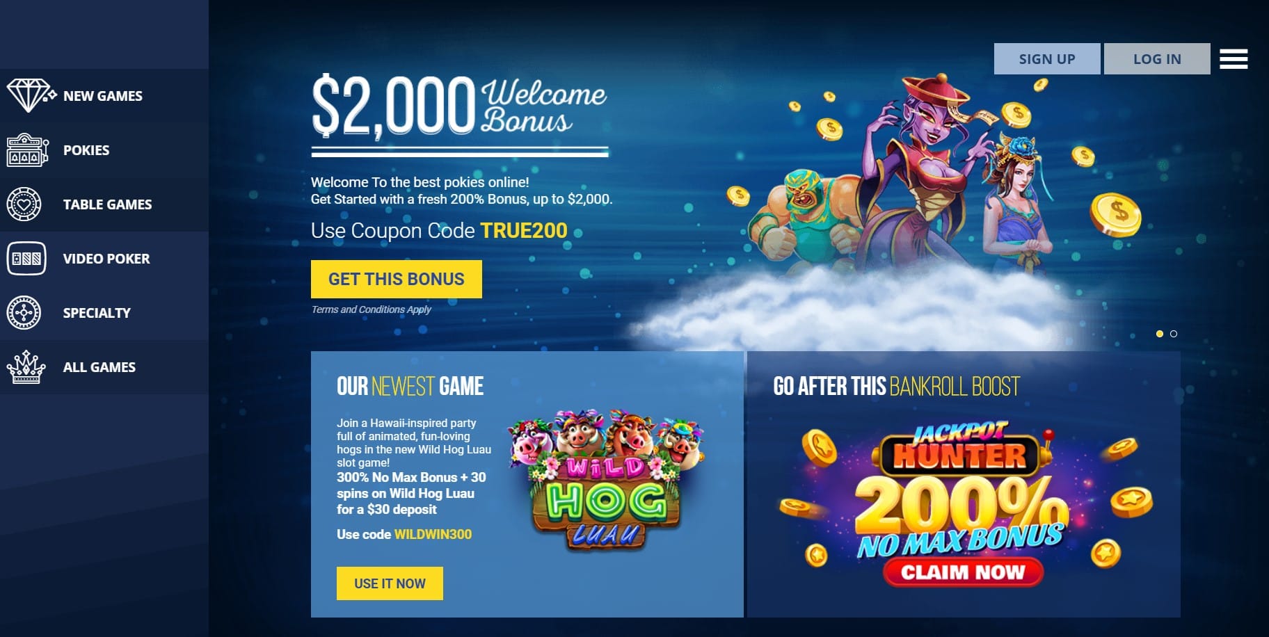 true blue casino login