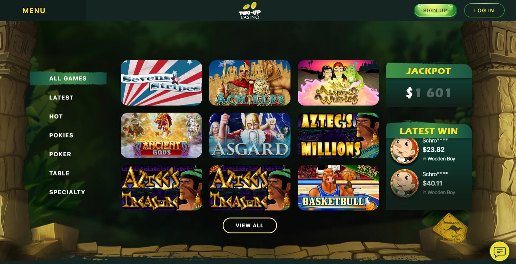 Two Up Casino games