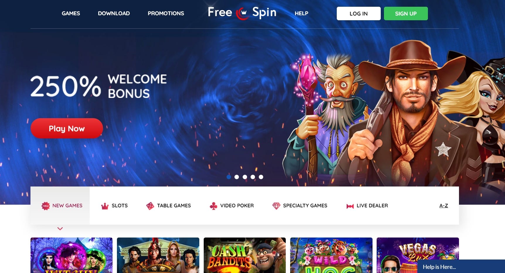 Free spin casino homepage