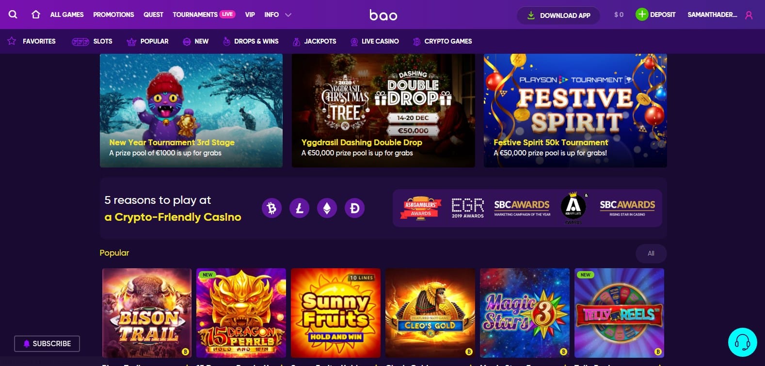Bao Casino homepage
