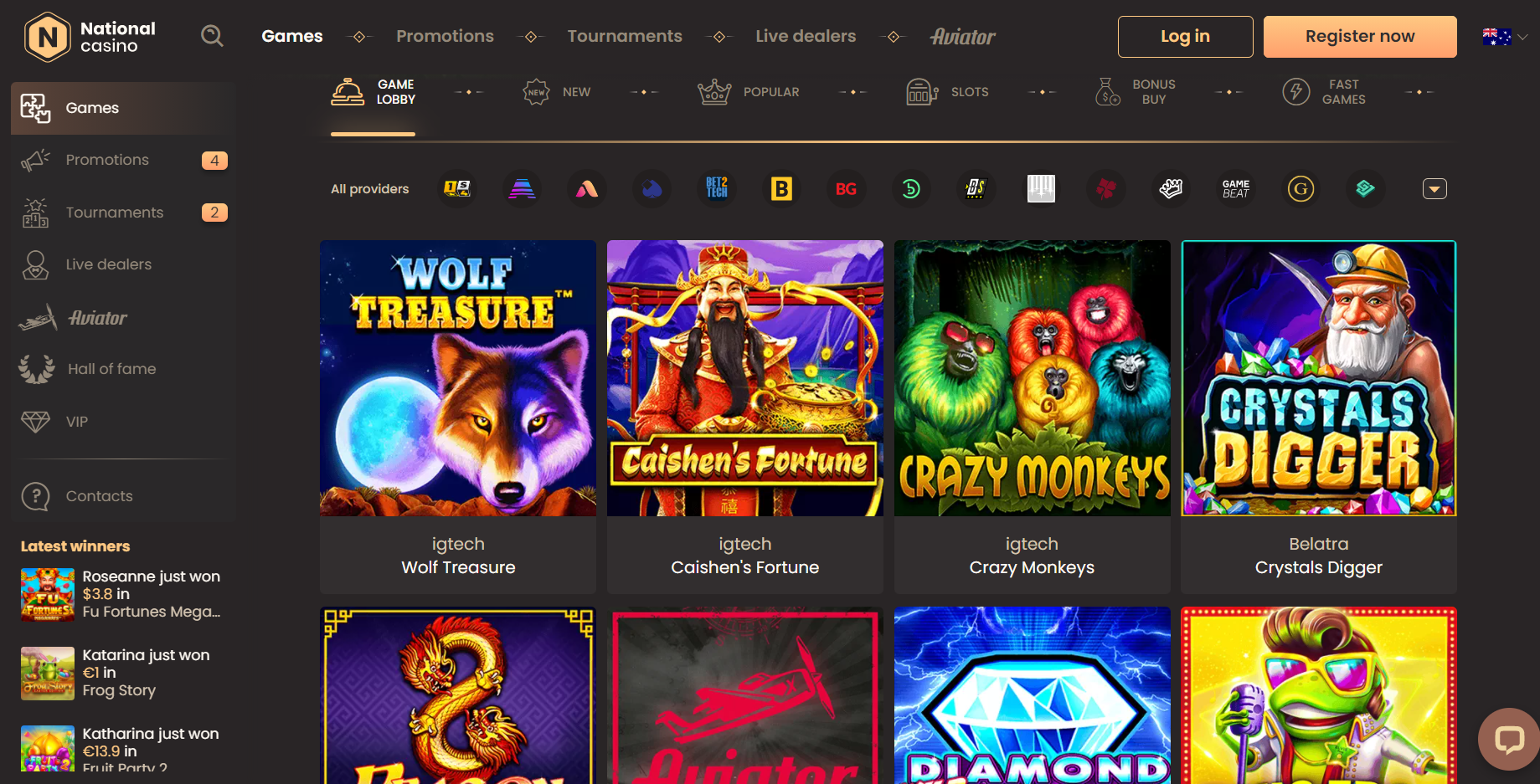 national casino list of game
