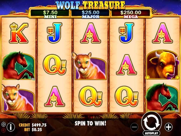 wolf treasure pokie